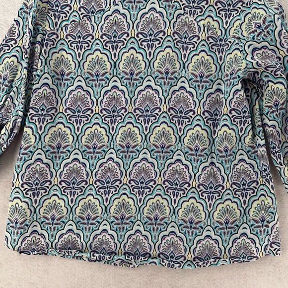 Chicos Shirt Womens 2 (LARGE) No-Iron 100% Linen Button-Up 3/4 Sleeve EUC - Picture 8 of 15